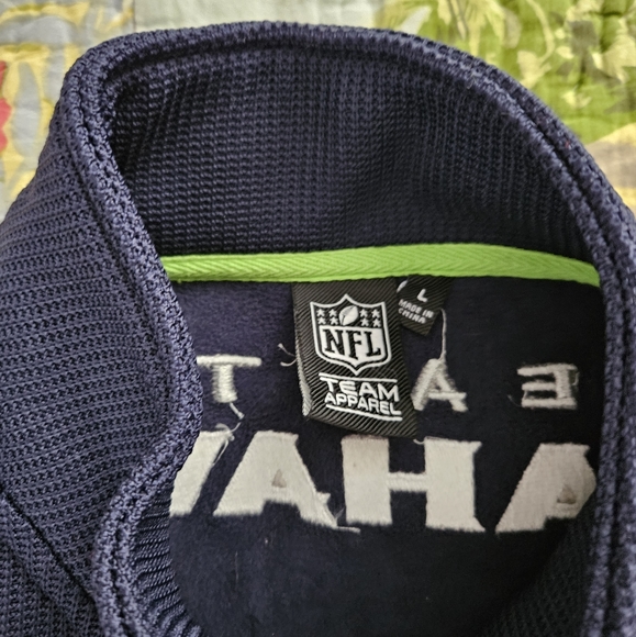 Seattle Seahawks NFL Team Apparel Quarter Zip Fleece Pullover Size Large Navy - Picture 5 of 10
